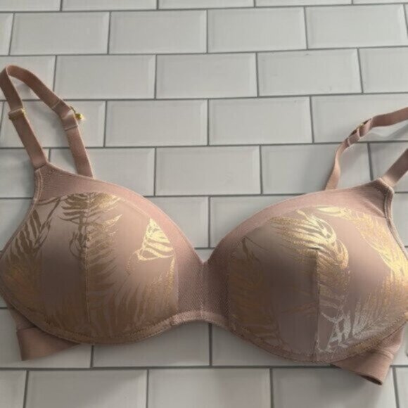 NWT Lively Women's Cream The Metallic Palm No-Wire Push-up Bra Size 34DD - Picture 2 of 4